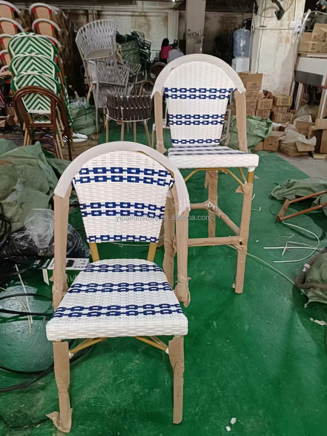 French rattan dining chair Balcony Lounge  Rattan  back chair Cafe Retro outdoor Rattan bar chair