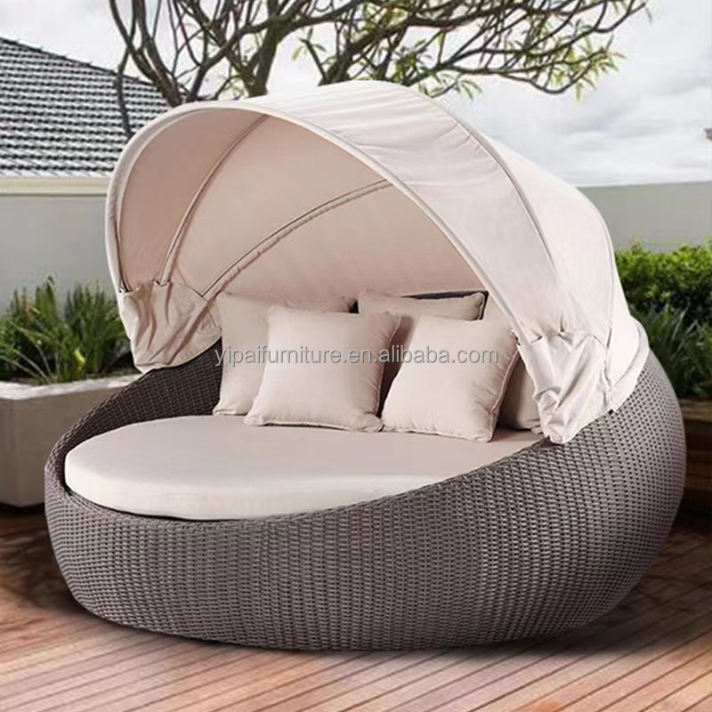 Ledge lounger outdoor pool furniture rattan daybed beach sun bed with canopy  Egg Shaped  Ball Egg Shaped Chair Indoor Outdoor