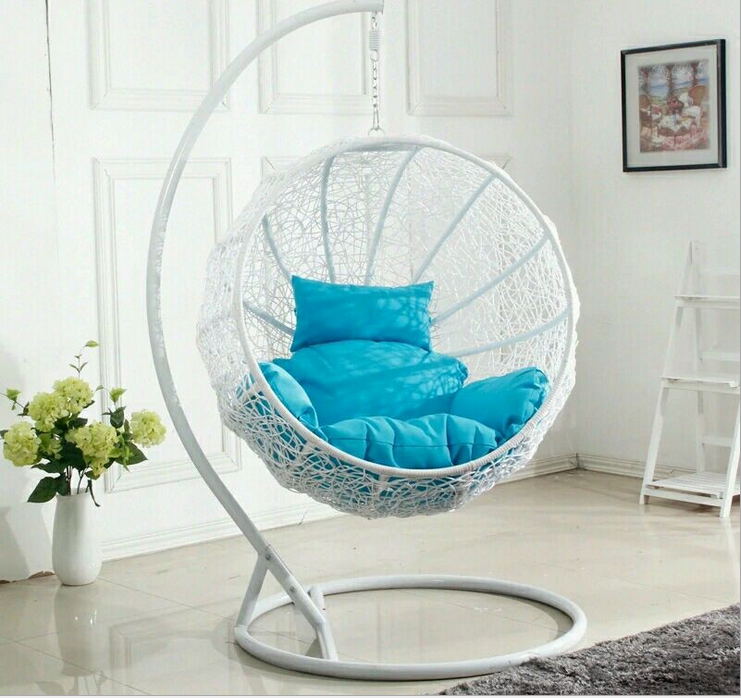 Wicker Rattan Egg Hanging Indoor Swing Chair with Stand  garden rattan iron frame swing hanging chairs