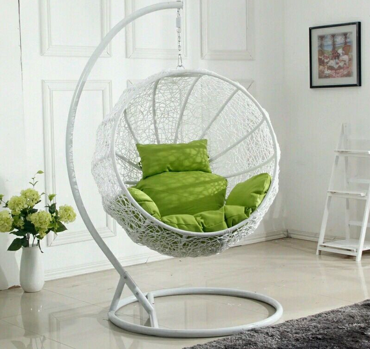 Wicker Rattan Egg Hanging Indoor Swing Chair with Stand  garden rattan iron frame swing hanging chairs