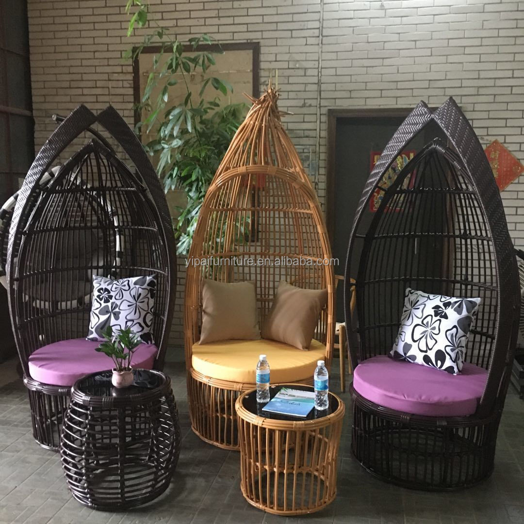 hotel garden Balcony bird shape outdoor rattan garden bed and patio lounge chair Rattan Wicker Furniture Sets