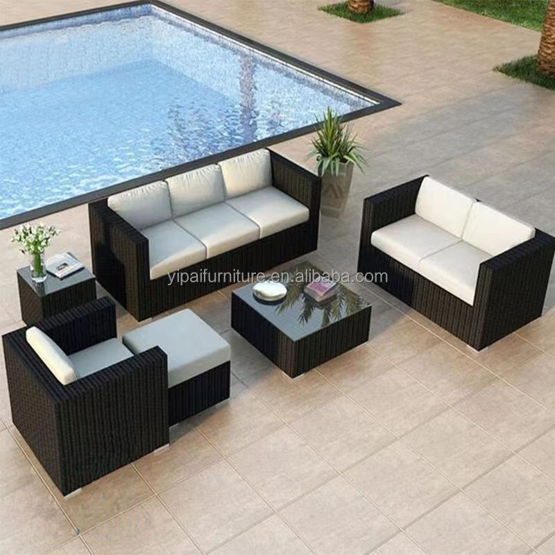 outdoor patio hotel pub bistro inn Furniture Wholesaler Outdoor Seating Sectional Poly Rattan Wicker Garden Sofa China factory