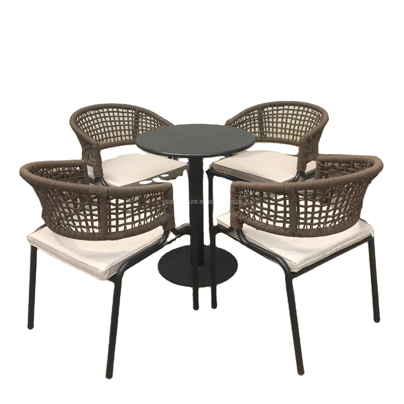 aluminum frame rope weave Hotel restaurant furniture plastic string weave aluminum frame rope outdoor resting chair