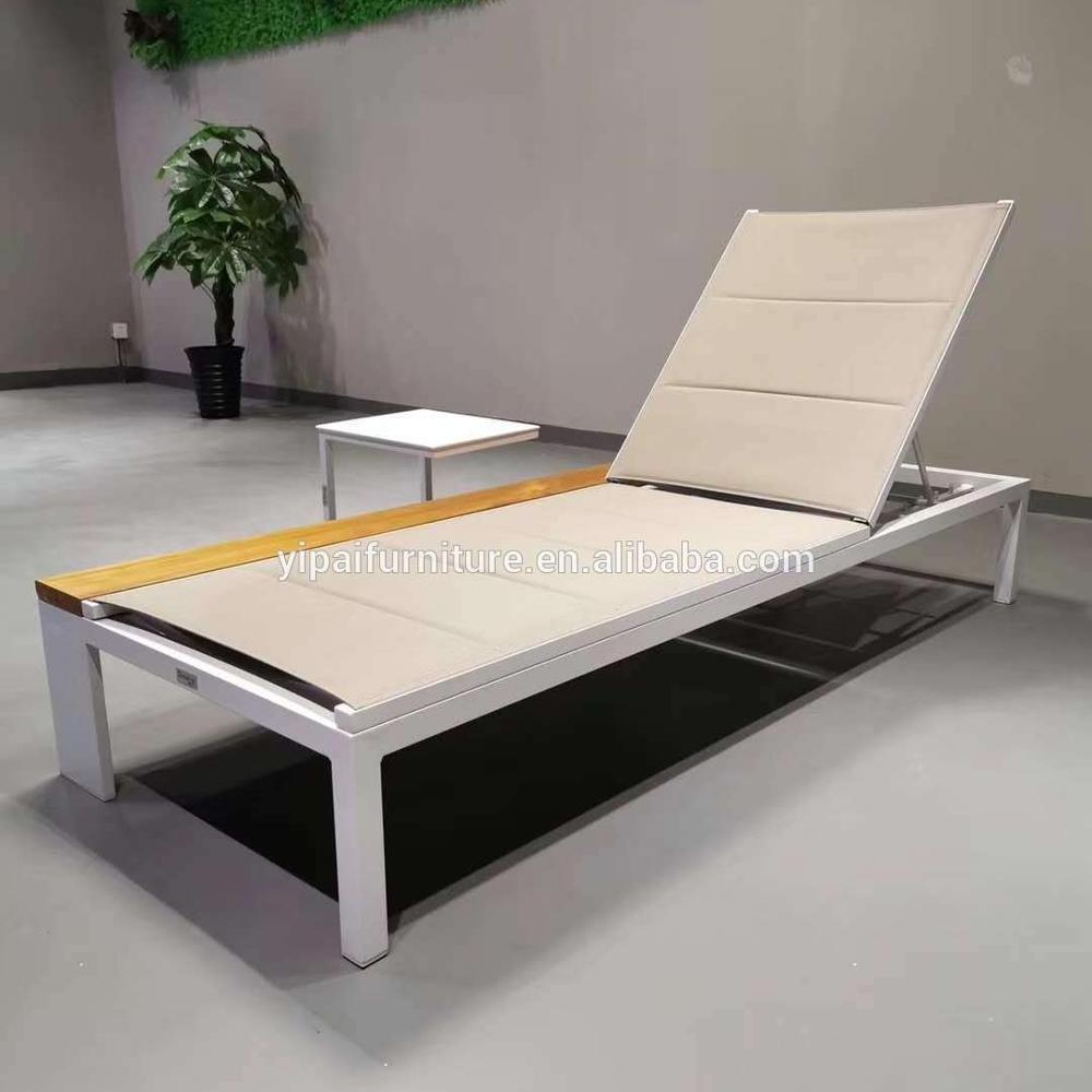 Outdoor aluminum reclining bed tea table combination modern European simple outdoor lounge chair outdoor garden rattan folding c