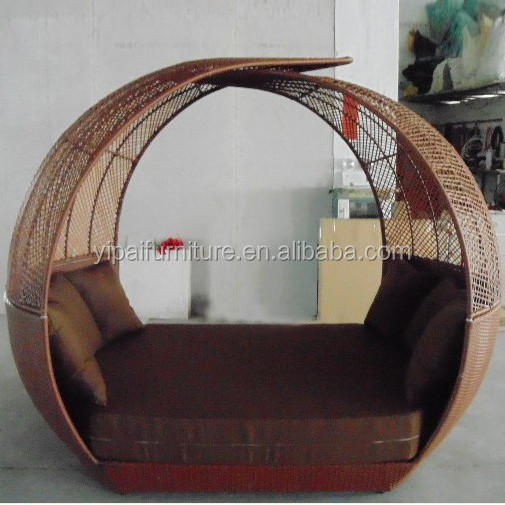 bedroom Leisure cushion olive white rattan round sofa bed YPS055