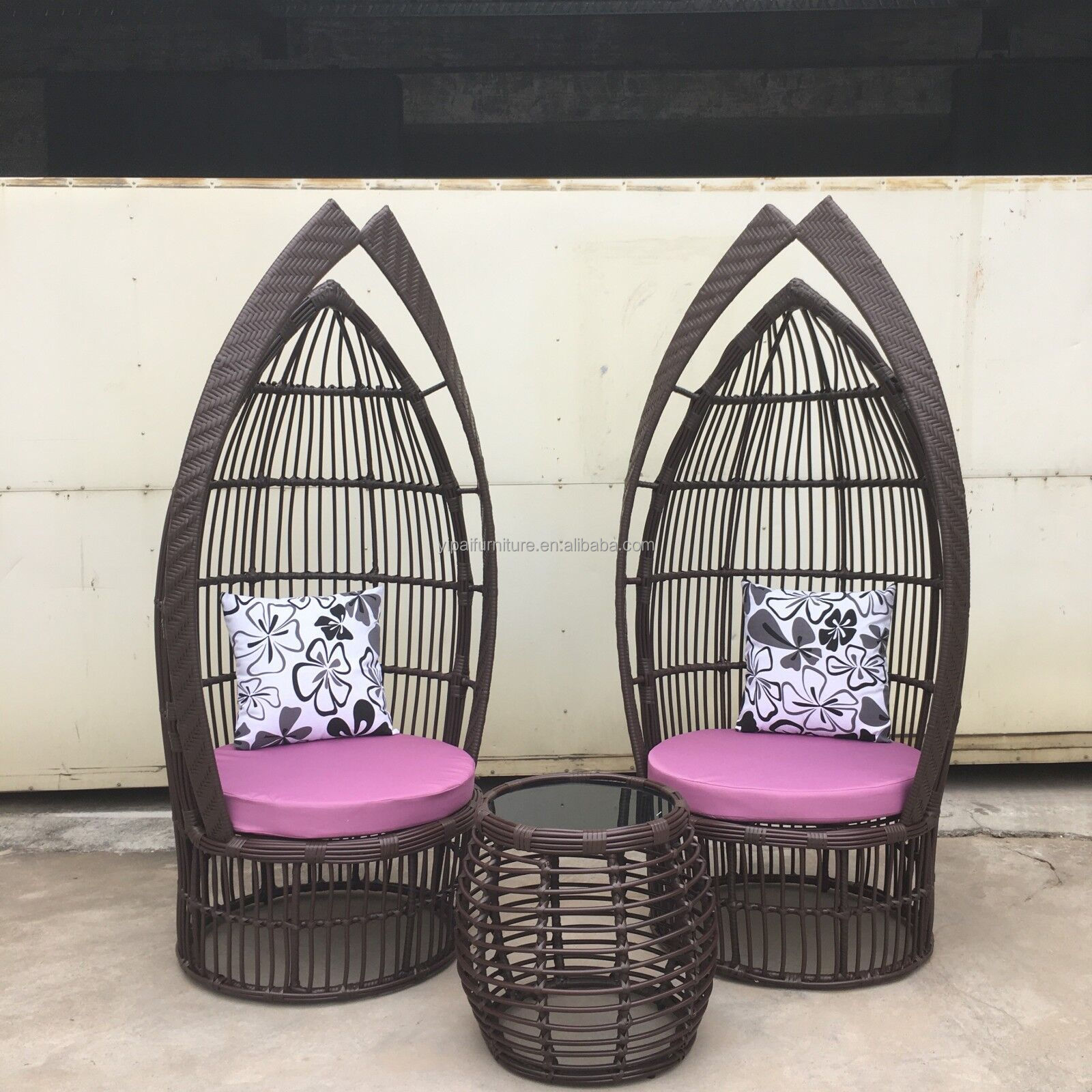 hotel garden Balcony bird shape outdoor rattan garden bed and patio lounge chair Rattan Wicker Furniture Sets