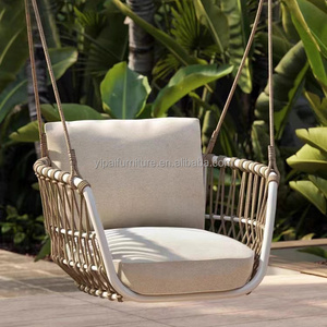 Luxury Single Swing Chair Outdoor Furniture Garden Balcony Rope Woven Hanging Chair with cushion