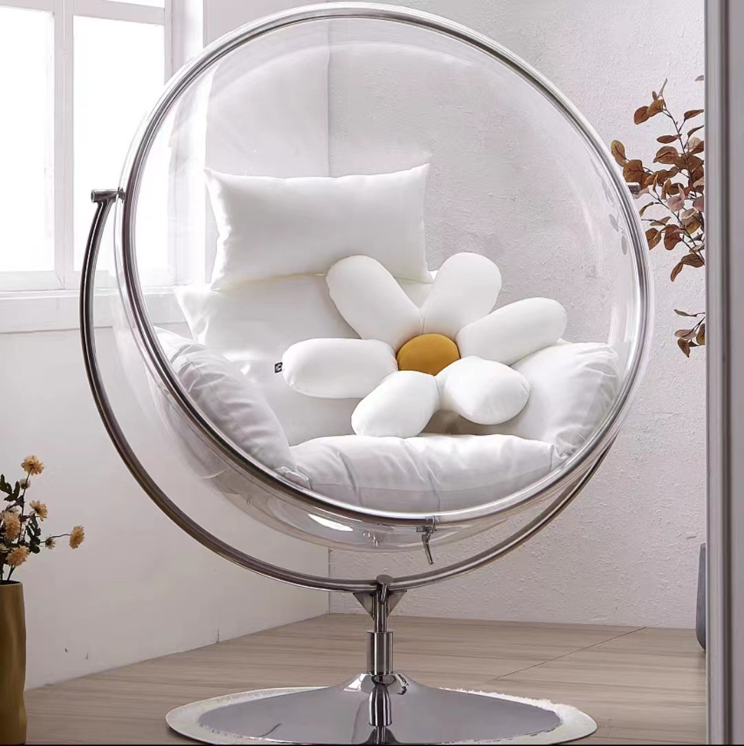 Living room bedroom gold metal ball bubble egg hanging swing leisure chair furniture