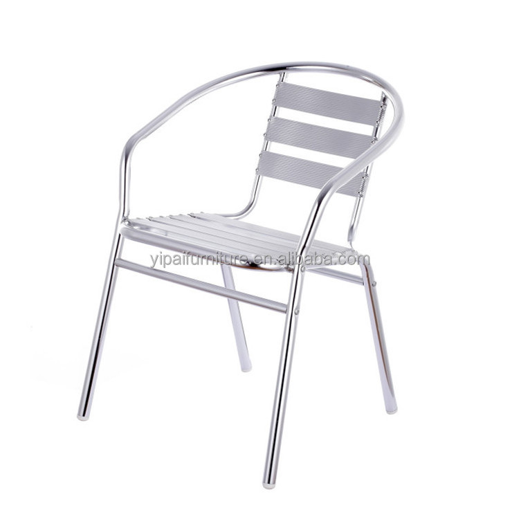 Outdoor Modern Stackable Armrest Cafe Bistro Patio Aluminium Chair  Bistro Table And Chair Stacking Outdoor Aluminum Chair