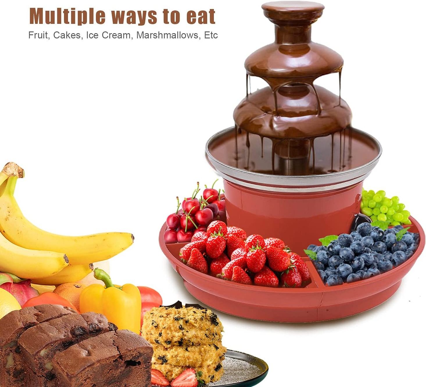 8-Ounce MINI Chocolate Fountain Machine,3-Tier Electric Melting Machine,Hot Chocolate Fondue Pot With Removal Serving Tray