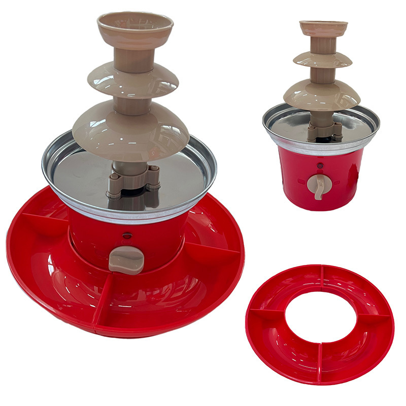 8-Ounce MINI Chocolate Fountain Machine,3-Tier Electric Melting Machine,Hot Chocolate Fondue Pot With Removal Serving Tray