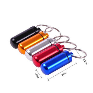 Fashion Portable Key Chain Medicine Box Storage Box Metal Pocket Medicine Box Keychain Travel Wallet