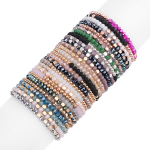 Wholesale DIY  handmade acrylic bracelets summer bracelet jewelry elastic crystal string of  bead bracelets for woman