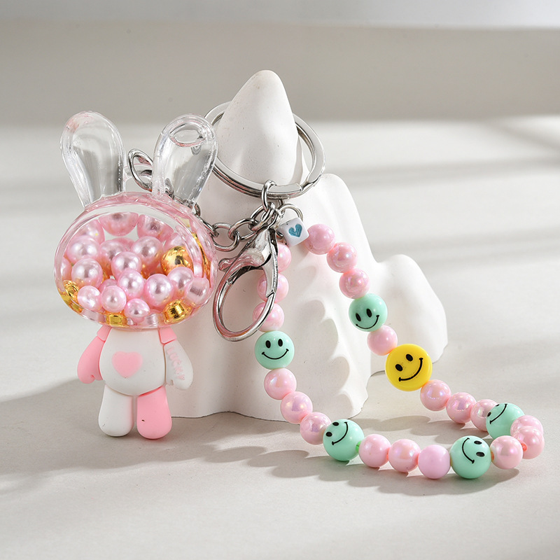 Fashion Bears Key chain Car Doll Bag Pendant Accessories beaded lanyards Cute Liquid Oiled Keychains for car keys