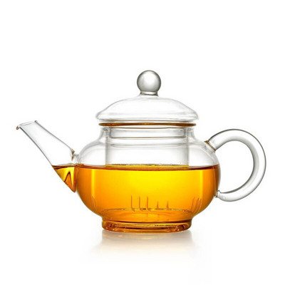 250ml Clear borosilicate glass tea kettle teapot with removable infuser filter lid