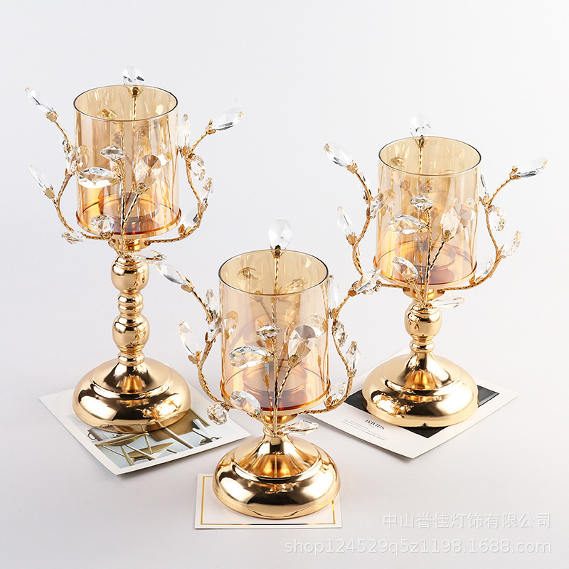 Creative European retro high-end home wedding props candle holder hotel table setting glass candle holder