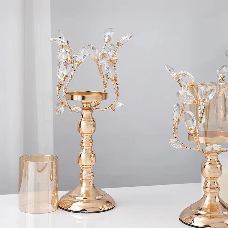 Creative European retro high-end home wedding props candle holder hotel table setting glass candle holder