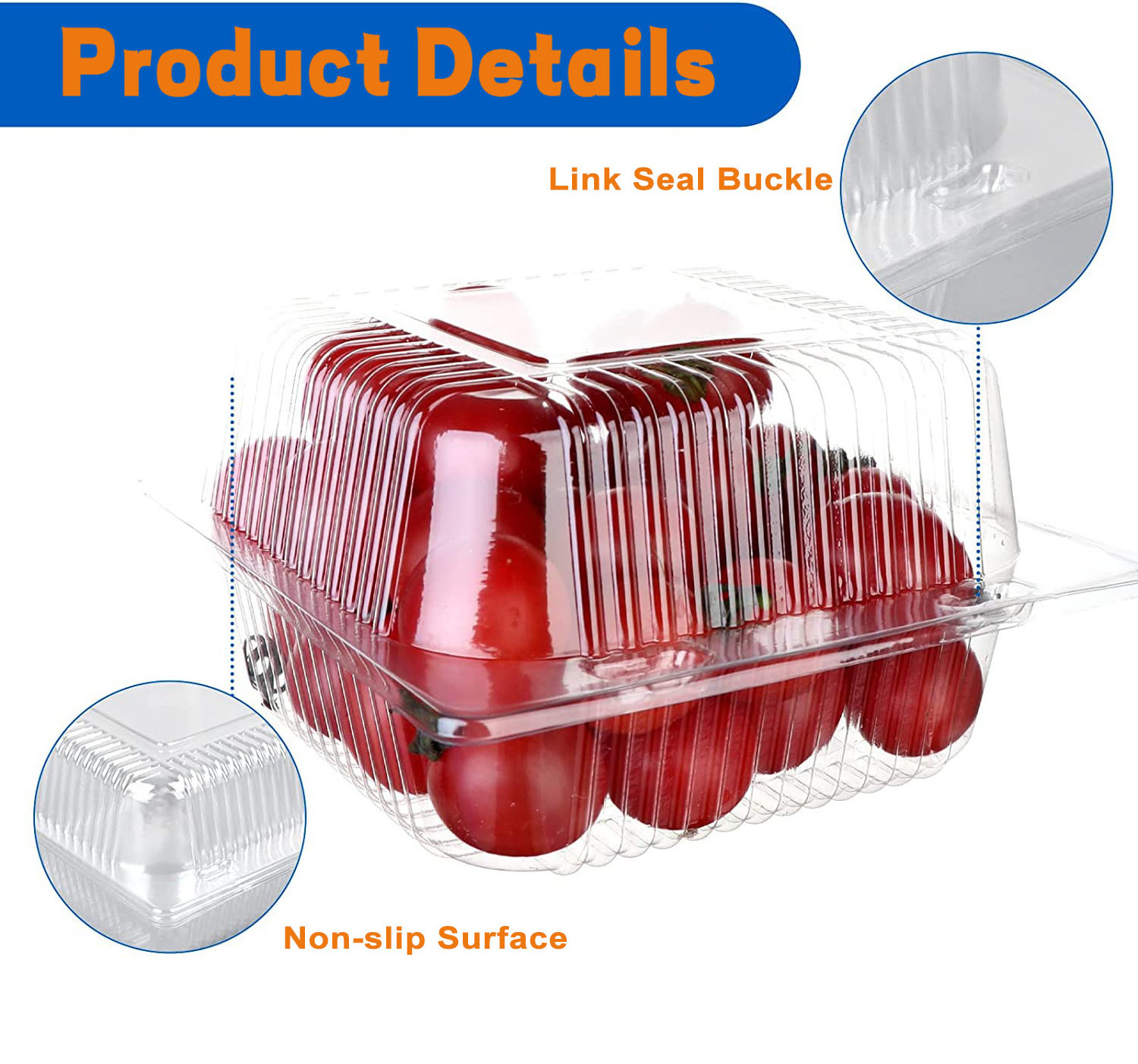 Wholesale Clear Plastic Disposable Fruit Clamshell Punnet Box Packaging Container