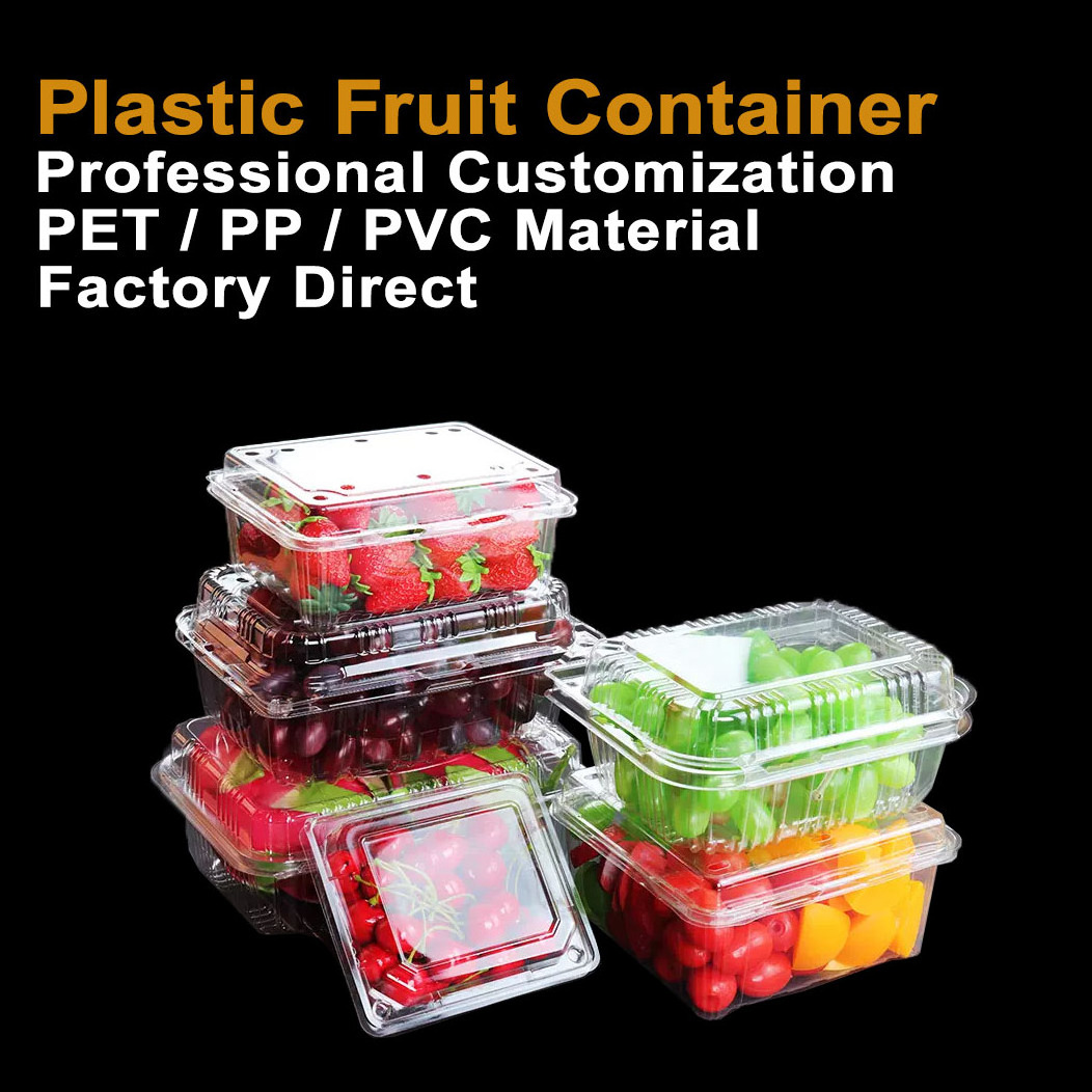 Wholesale Clear Plastic Disposable Fruit Clamshell Punnet Box Packaging Container