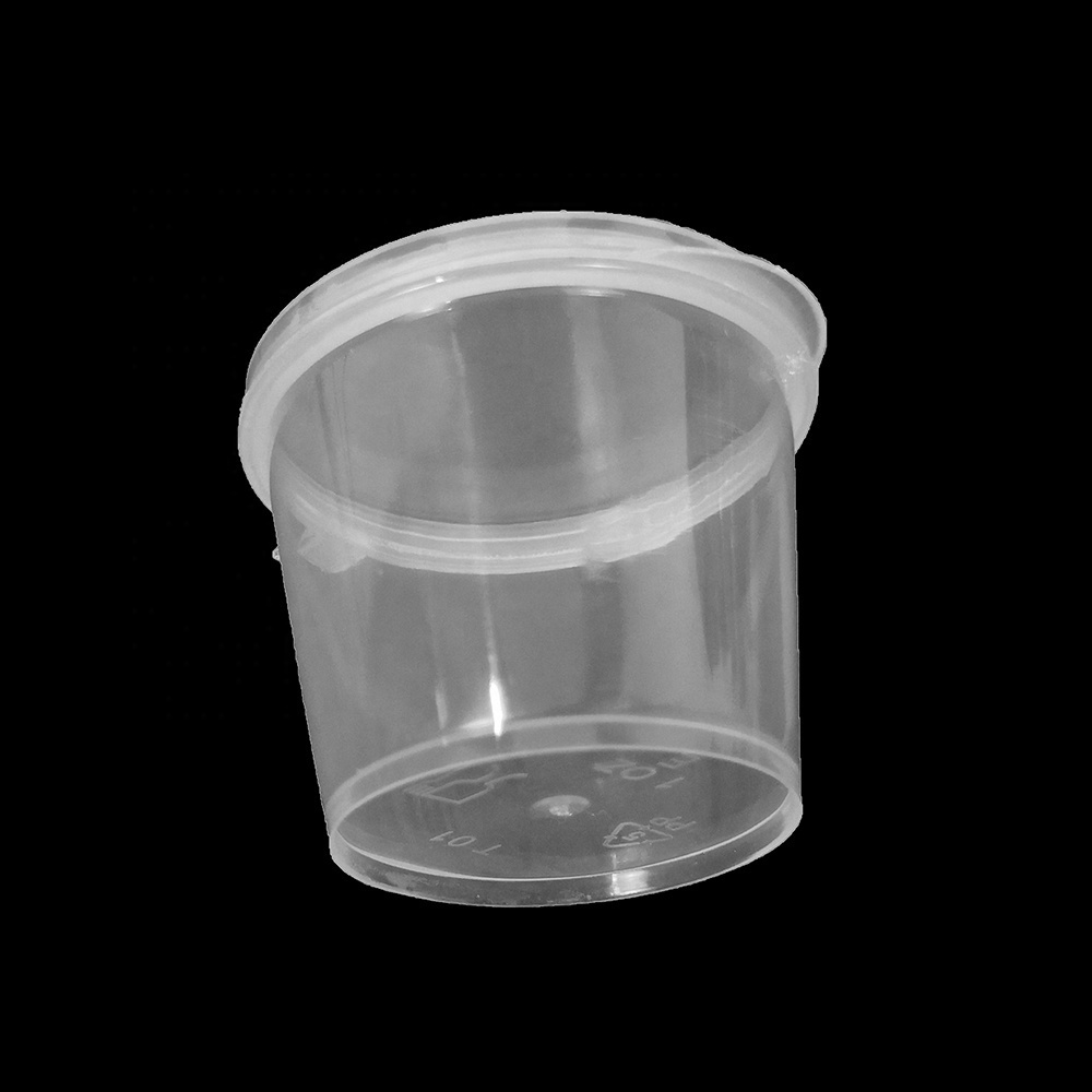 portion cup small plastic hinged box transparent dipping sauce container