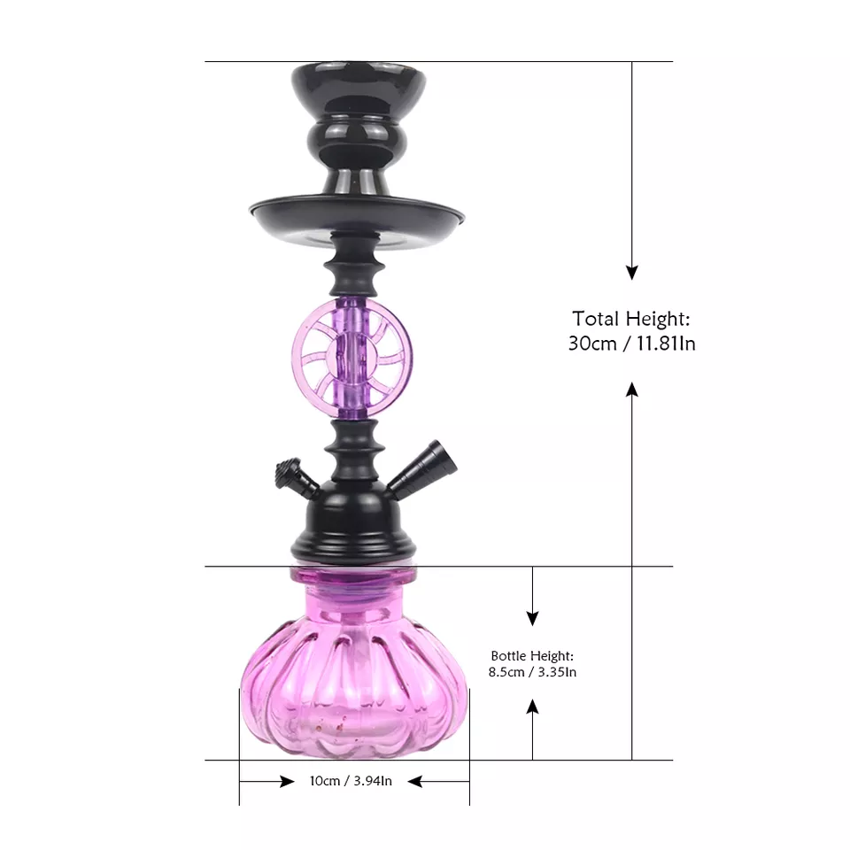 Yiqian 2021 New Arrival Wholesale Pink Round Wheel Shisha Hookah Set bottle glass Plastic Shisha Hookah