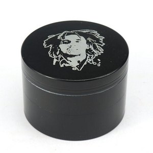 Hot Sale Wholesale 60 mm-4 Zinc Metal Grinder Machine Smoking Tobacco Accessories Black Custom Logo Pattern Tobacco Herb Grinder