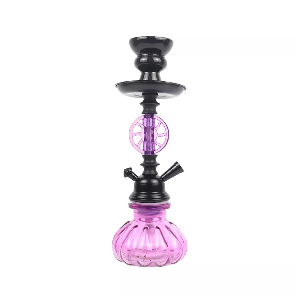 Yiqian 2021 New Arrival Wholesale Pink Round Wheel Shisha Hookah Set bottle glass Plastic Shisha Hookah