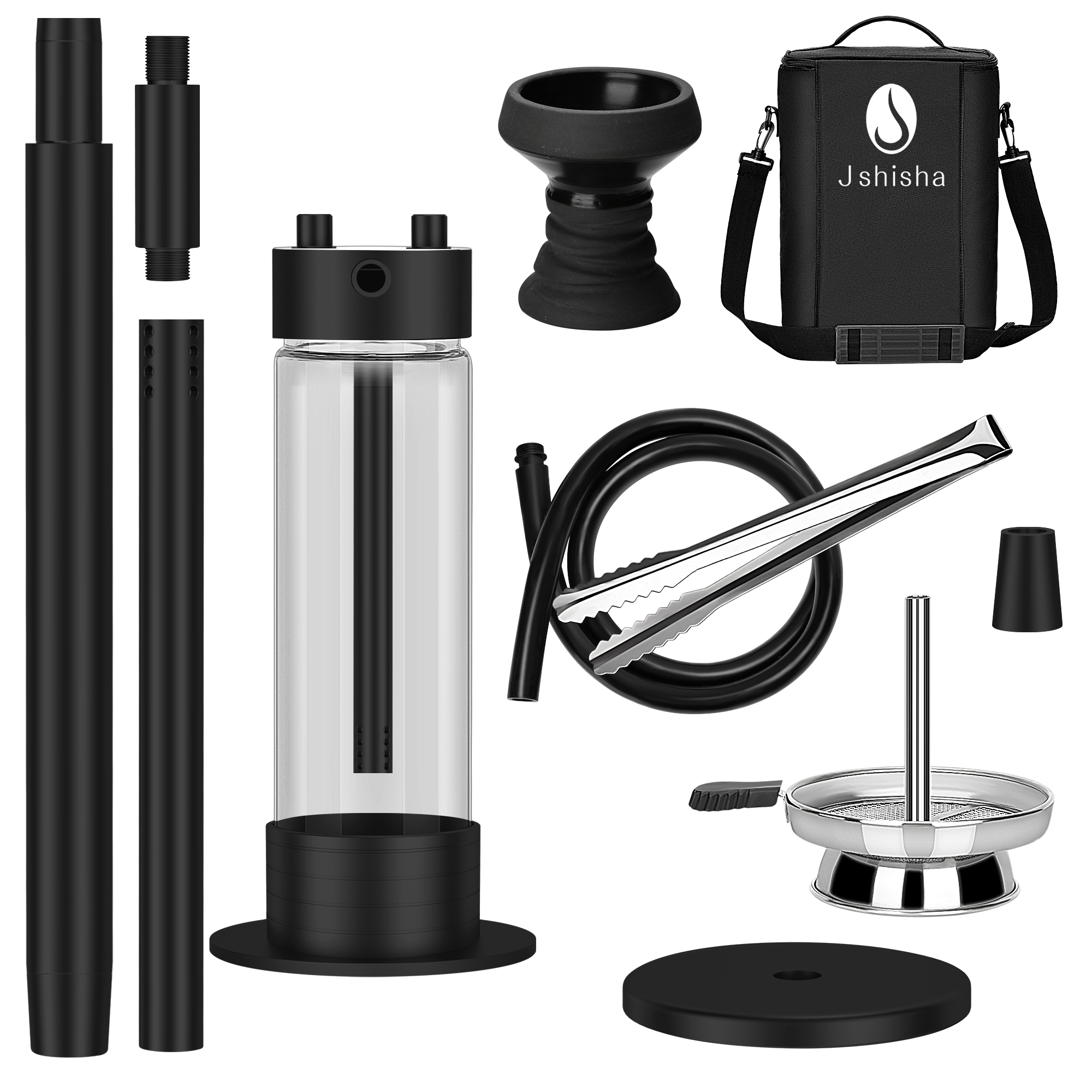 factory stock Manufacturer Wholesale J-Jshisha Hookah Set Portable Travel Aluminum Travel Glass Chicha