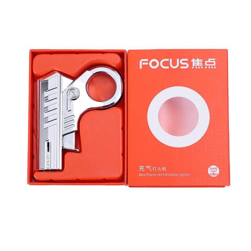 FOCUS mechanical tide play Handgun Model cigarette Lighter Windproof Butane Gas Metal Lighters