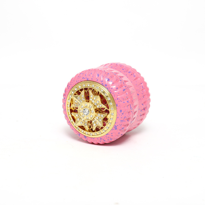 Female Use 4 Layer 63 MM Aluminium Alloy Herb Grinder Pink Shining Rhinestone Tobacco Herb Grinder