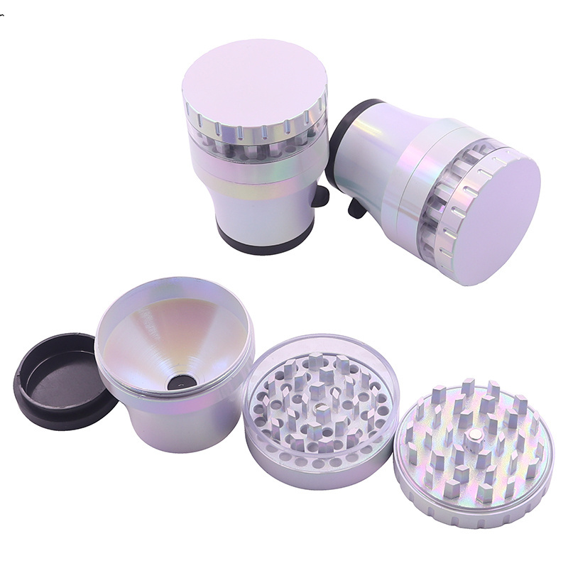 Hot Wholesale Oem Multicolor Psychedelic Manual Tobacco Grinder Light-Sensitive Zinc Alloy Herb Grinder With Cone Filler