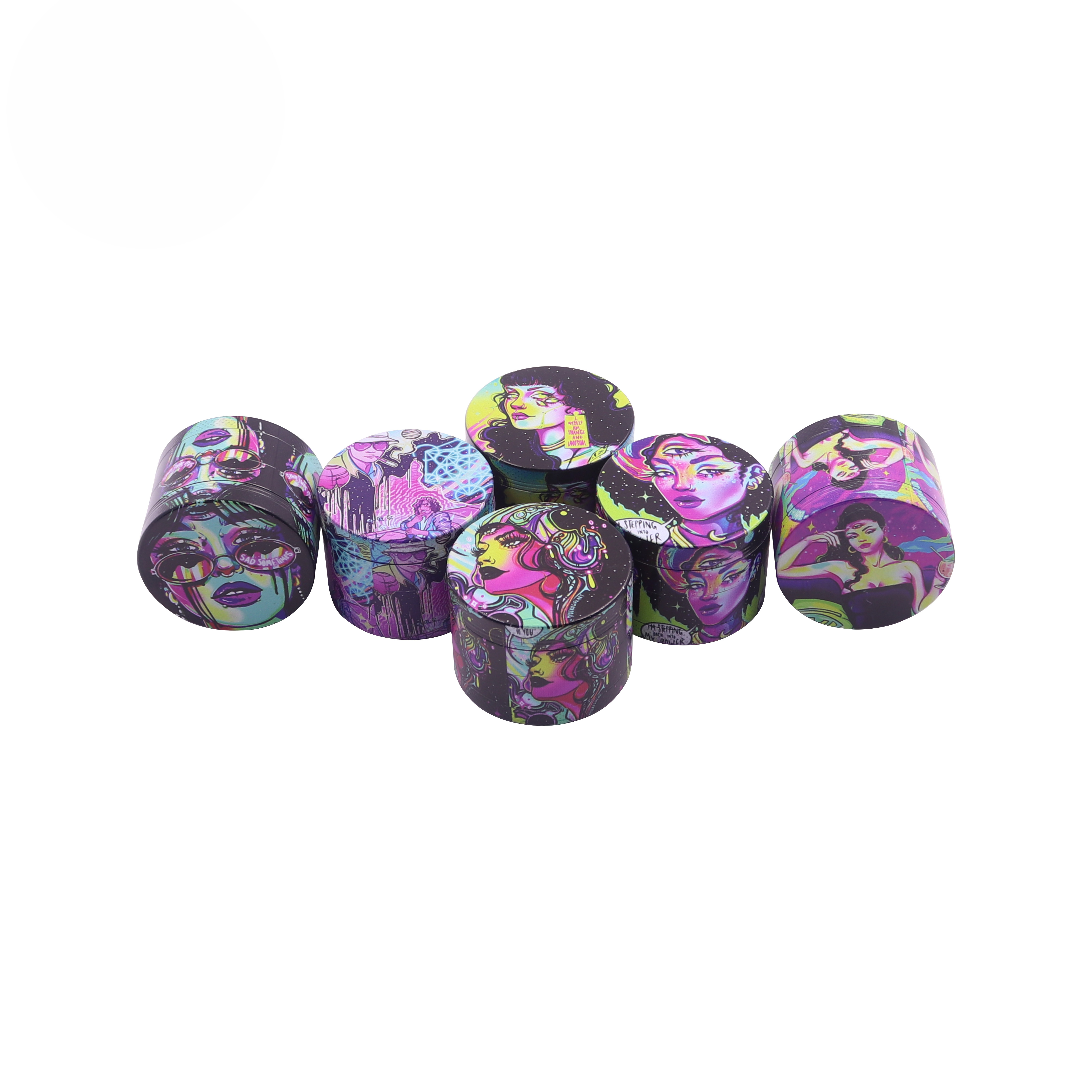 Wholesale Fantastic Cool Girls Full Print Tobacco Spice Grinder Custom Logo 50 mm-4 parts Zinc Herb Grinder Machine