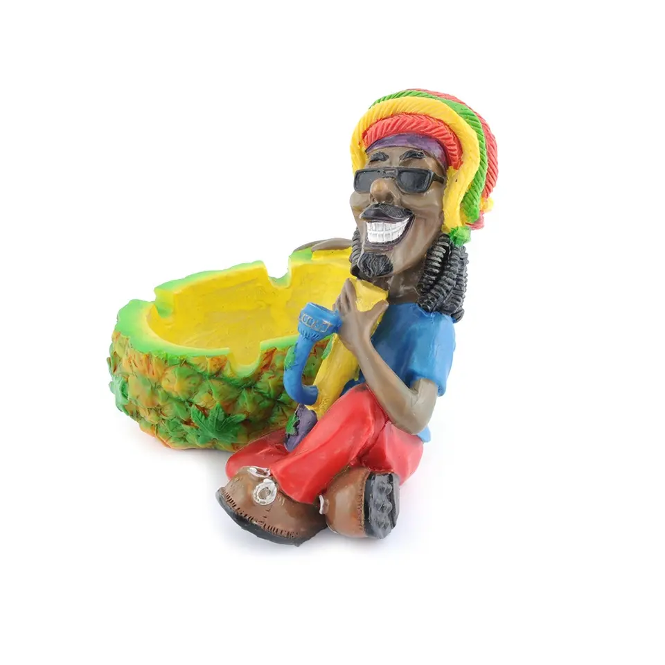 Hot Selling Pineapple Jamaican Style Resin Ashtray For Home Decoration Cigar Tobacco Ashtray Cenicero