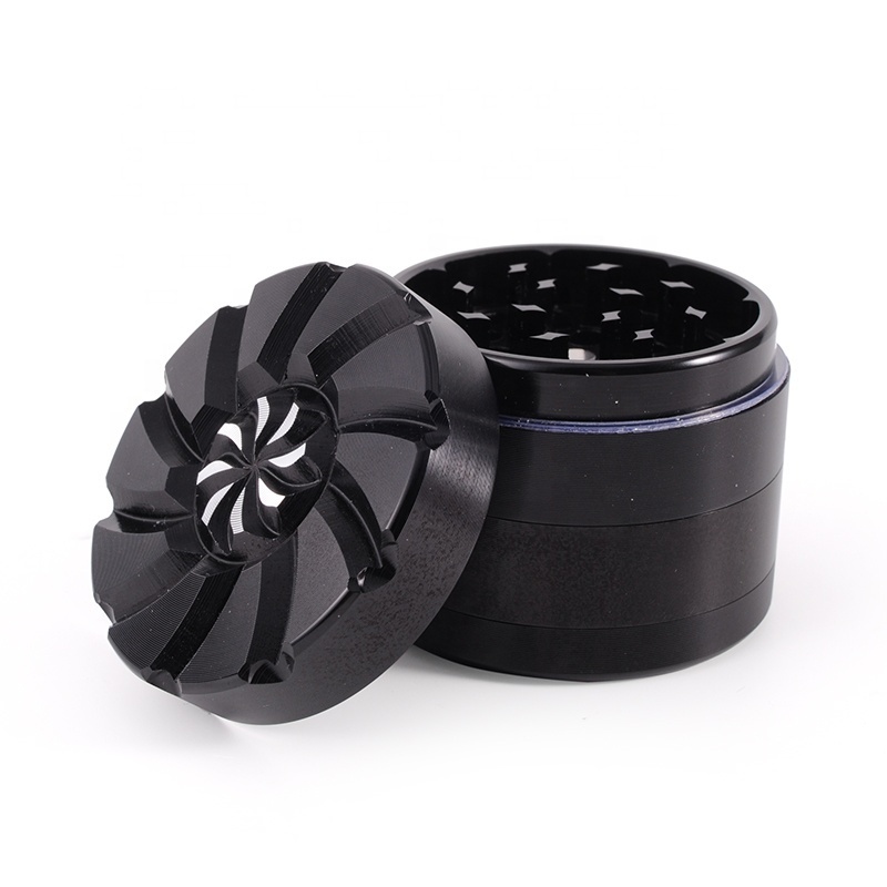 Wholesale custom Aluminum Alloy 55mm 4 Layers Flowers On The Top Metal Grinder Tobacco Chopper Herb Grinder