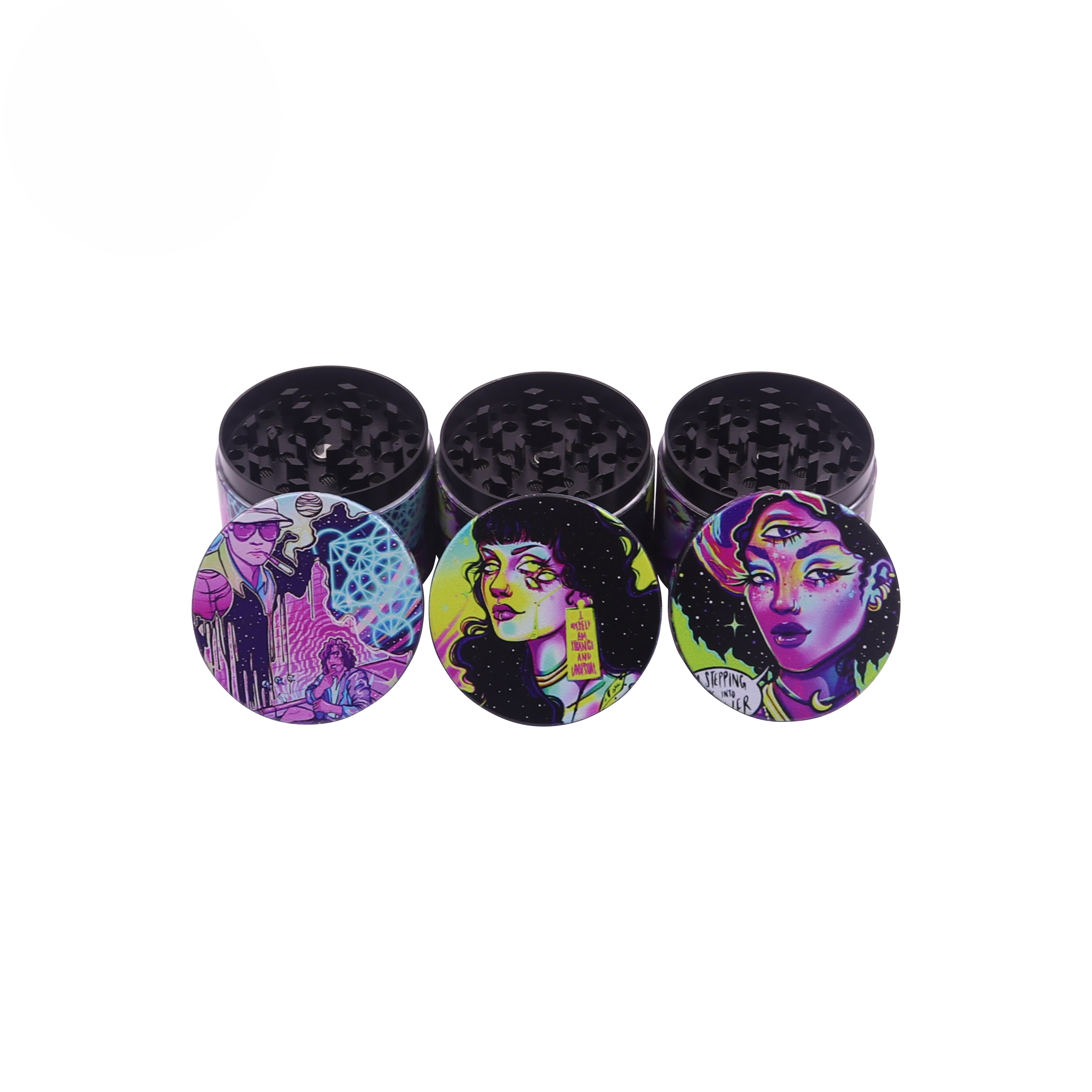 Wholesale Fantastic Cool Girls Full Print Tobacco Spice Grinder Custom Logo 50 mm-4 parts Zinc Herb Grinder Machine