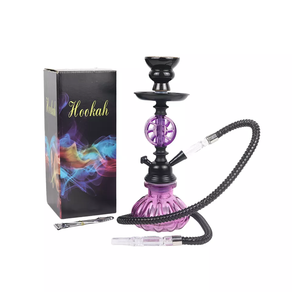 Yiqian 2021 New Arrival Wholesale Pink Round Wheel Shisha Hookah Set bottle glass Plastic Shisha Hookah