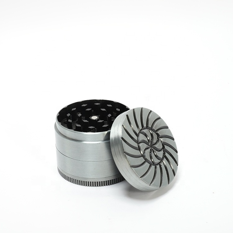 New Arrival Smoking Accessories Custom Logo 55MM 4 Layers Zinc Alloy Tobacco Manual Herb Grinder for hookah