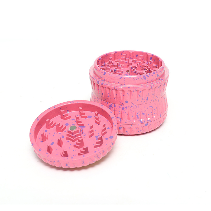 Female Use 4 Layer 63 MM Aluminium Alloy Herb Grinder Pink Shining Rhinestone Tobacco Herb Grinder