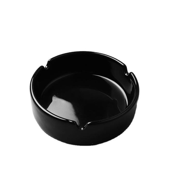 Factory Outlet Custom LOGO Small Round Black White Ceramic Cigarette Ashtray Tobacco Cigar Ash Tray Cenicero