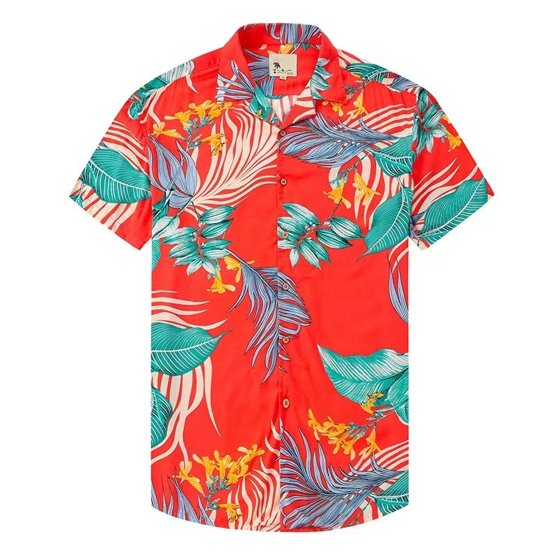 2024 Hawaiian Beach short sleeve shirt vacation button down shirt tropical custom printed hawaiian shirt