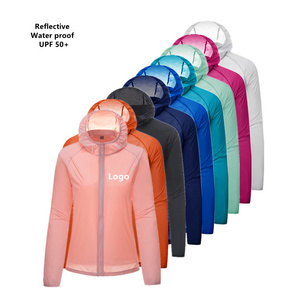 Sport Jacket Custom Logo Sun Protection UV Proof Golf Waterproof Rain Jacket Hooded Foldable Hiking Outdoor reflective Coat