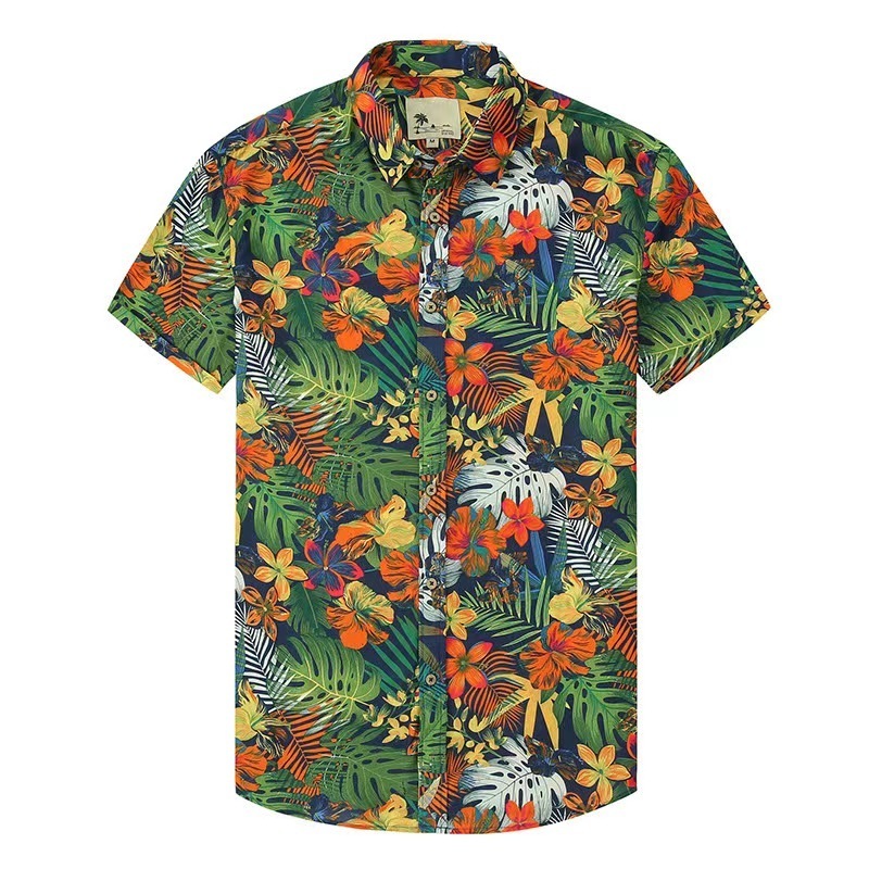 2024 Hawaiian Beach short sleeve shirt vacation button down shirt tropical custom printed hawaiian shirt