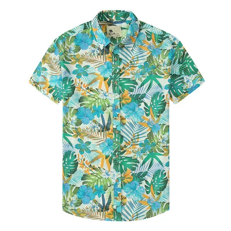 2024 Hawaiian Beach short sleeve shirt vacation button down shirt tropical custom printed hawaiian shirt