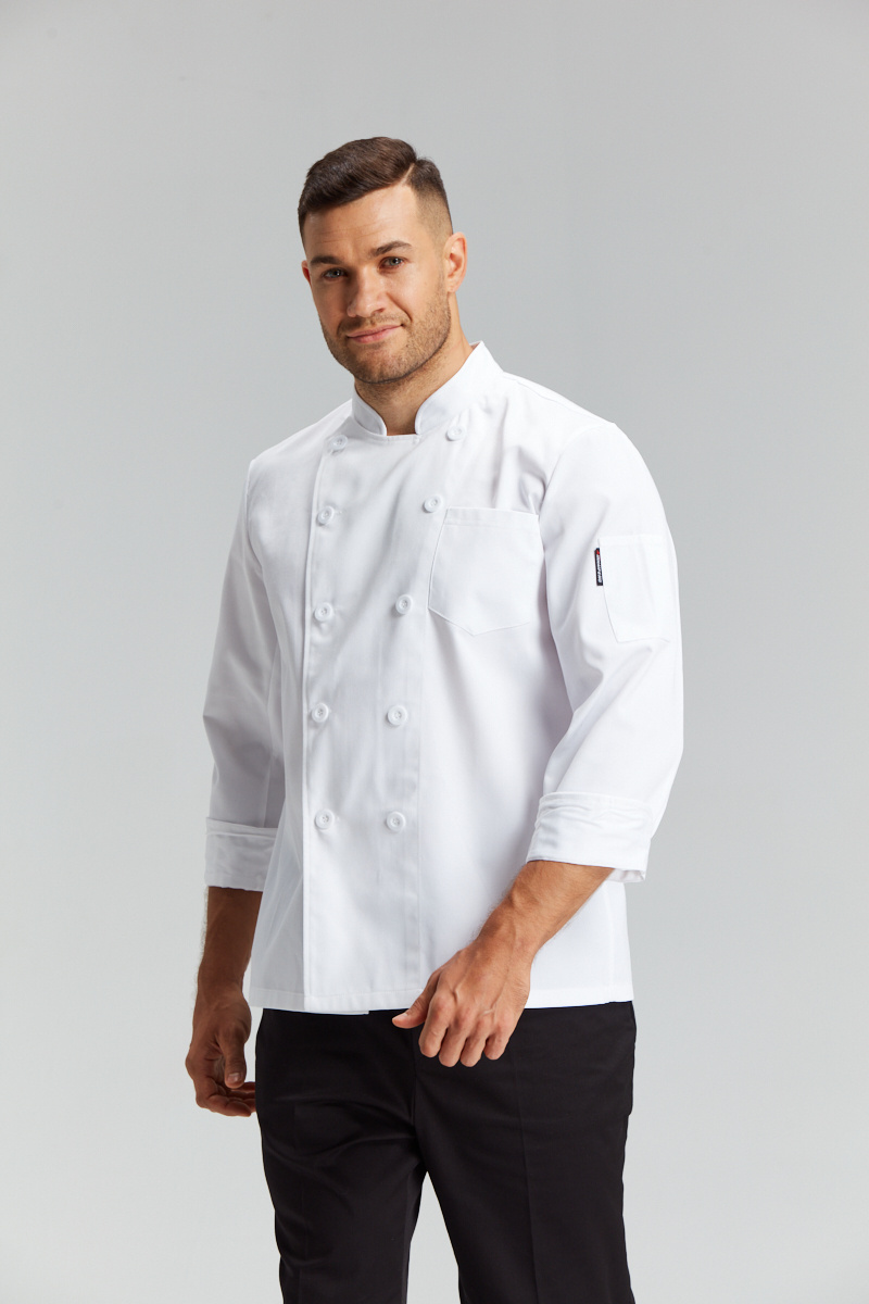 240gsm T/C 80/20 chef top jacket with logo customized modern restaurant uniforms japanese style chef uniform