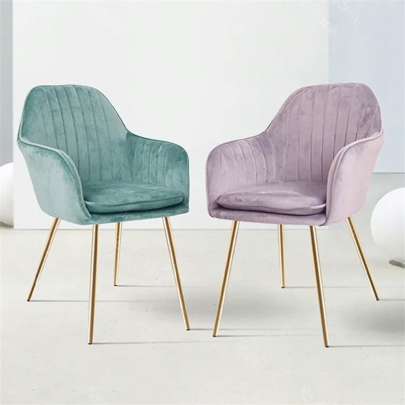 Cheap Nordic Velvet Fabric Modern Luxury Design Furniture living room chairs Upholstered Dining Chair With Metal Leg Gold