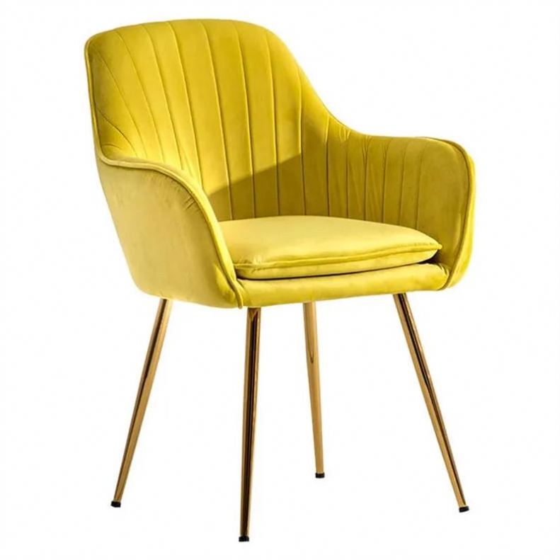 Cheap Nordic Velvet Fabric Modern Luxury Design Furniture living room chairs Upholstered Dining Chair With Metal Leg Gold