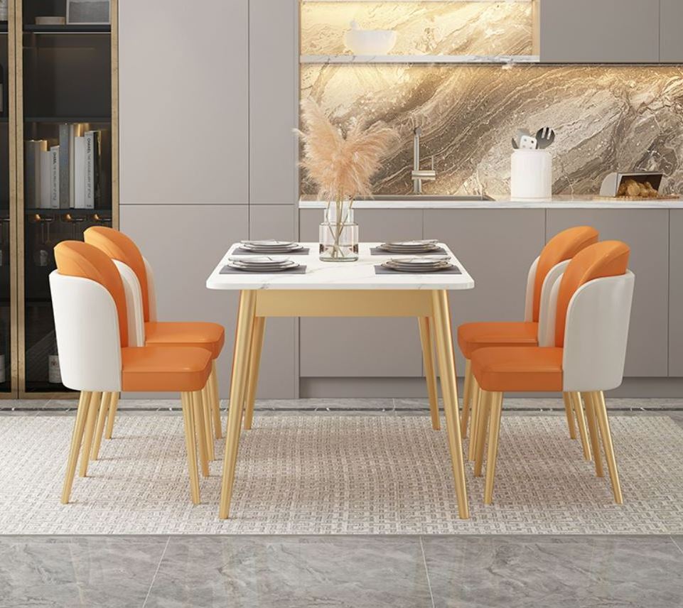 Light luxury marble dining table and chair combination rectangular small apartment home dining table set