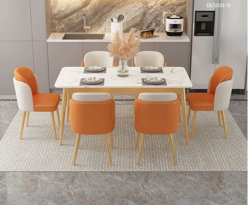 Light luxury marble dining table and chair combination rectangular small apartment home dining table set