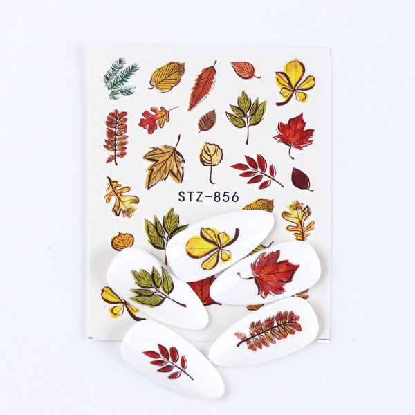 Free Shipping Nail Arts Fall Maple Leaf Nail Stickers 3D Autumn Leaves Pumpkin Thanksgiving Nail Water Transfer Decals