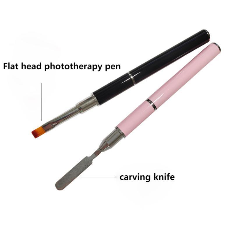 Embossing Stick Tools Light Therapy Pen Pinceles Set Gel Nail Polish Dual-Ended Nail Art Brush Set